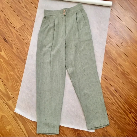 Vintage 70s High Waist Tapered Pants | Geometric Waist Design - Picture 3 of 8